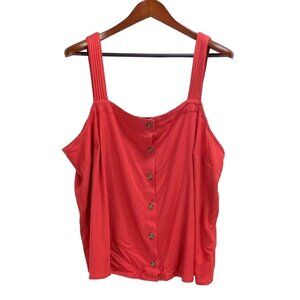 Market & Spruce Women's Tank Top Coral Color Woven Size 2X